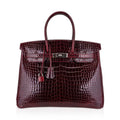 👜Birkin 35 Bag Bordeaux Porosus Crocodile with Palladium Hardware