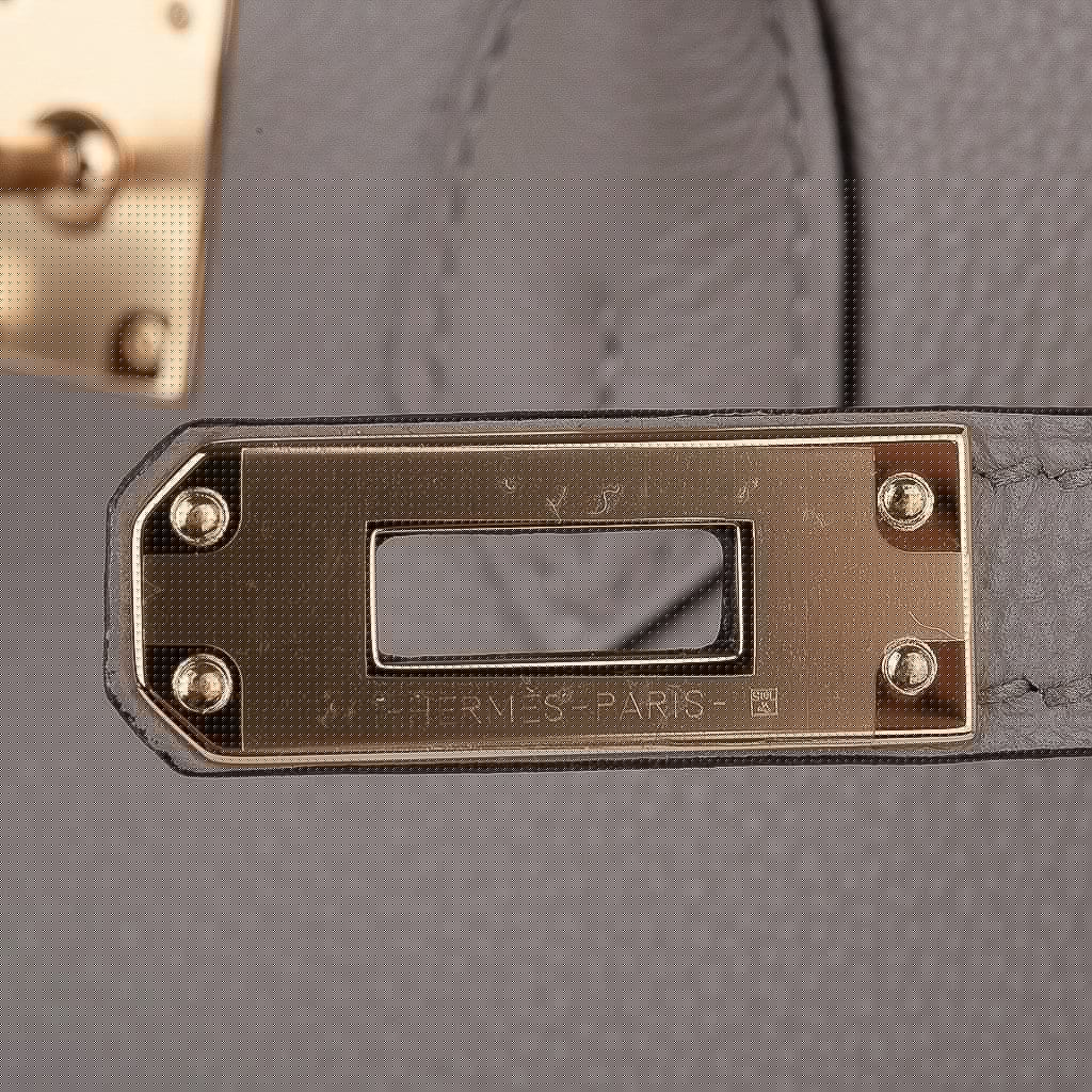 👜Birkin 25 Bag Gris Asphalte Novillo Leather Gold Hardware