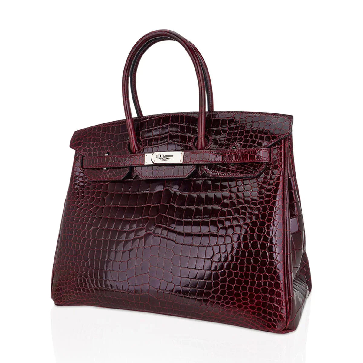 👜Birkin 35 Bag Bordeaux Porosus Crocodile with Palladium Hardware