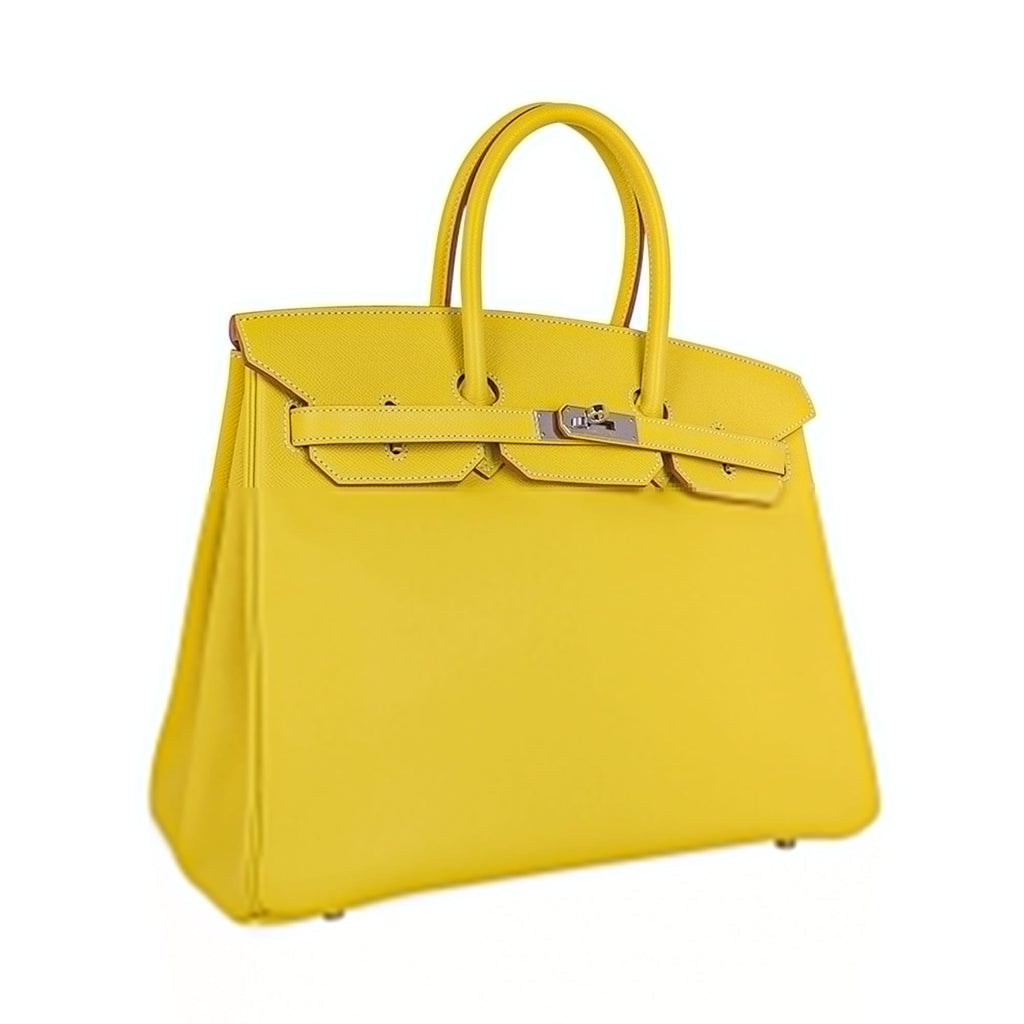 👜Birkin 35 Lime Candy Limited Edition Bag Epsom Palladium