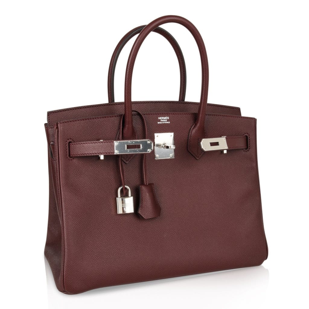 👜Birkin 30 Bag Bordeaux Epsom Palladium Hardware