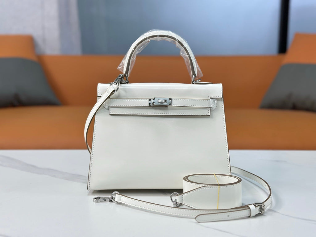Kelly Sellier 19cm & 22cm & 25cm Craie Box Calf Leather Gold Hardware & Palladium Hardware Women Handbag