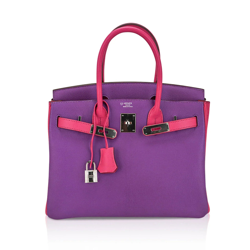 👜Special Order HSS Birkin 30 Bag Parme and Rose Shocking Chevre Leather with Palladium Hardware