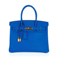 👜Birkin 30 Bag Bleu Frida Epsom Gold Hardware New w/ Box
