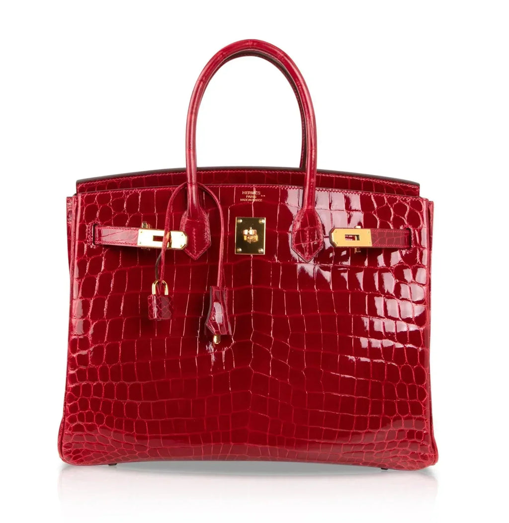 👜Birkin 35 Braise Lipstick Red Crocodile Gold Hardware