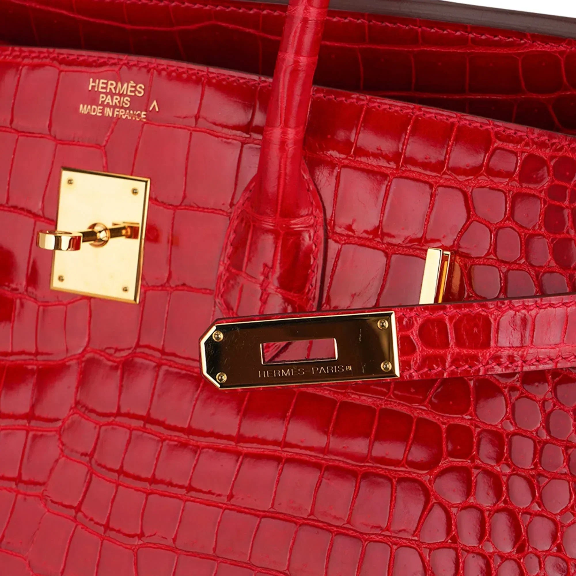 👜Birkin 35 Bag Braise Porosus Crocodile with Gold Hardware