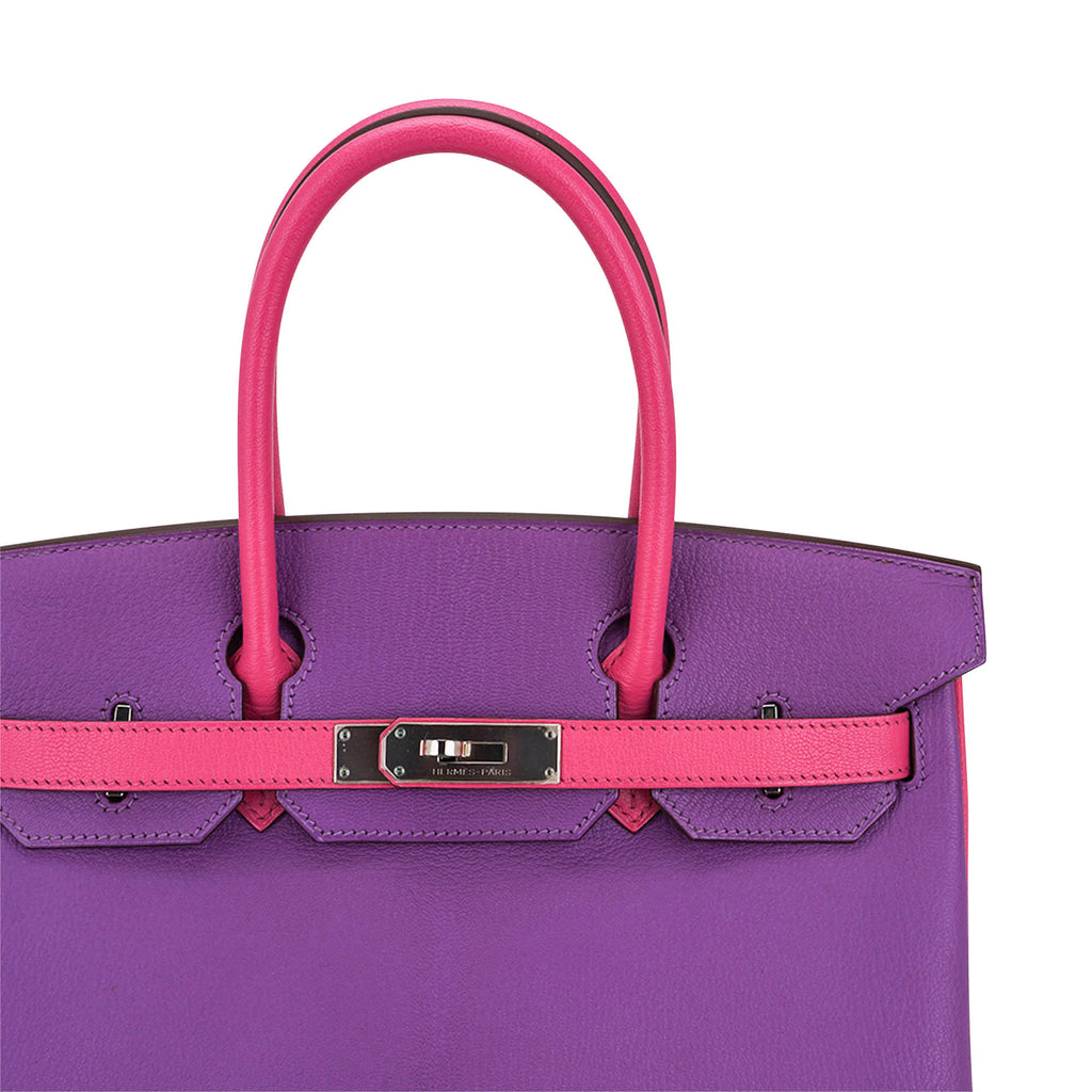 👜Special Order HSS Birkin 30 Bag Parme and Rose Shocking Chevre Leather with Palladium Hardware