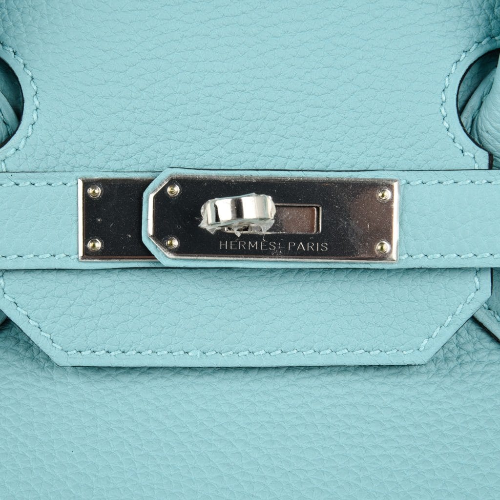 👜Birkin 35 Bag Fresh Blue Atoll Togo Palladium Hardware