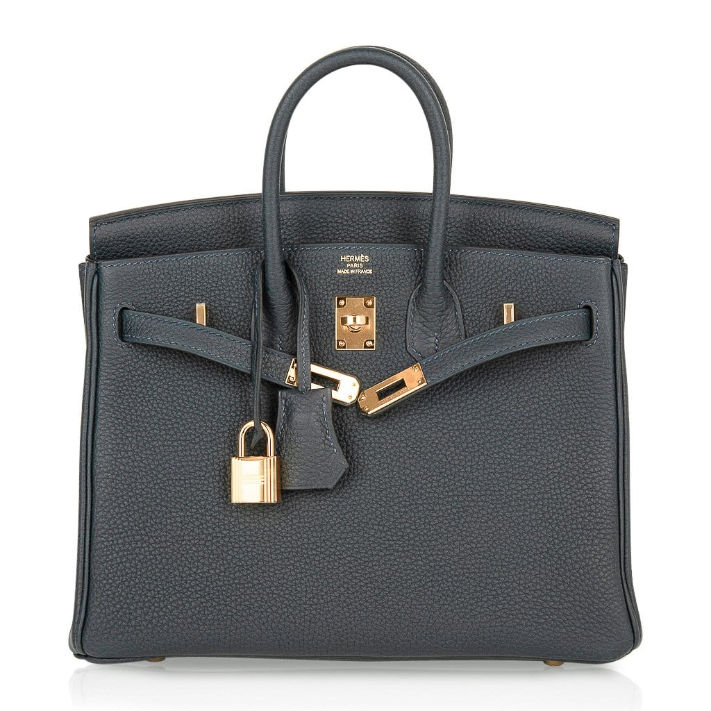 👜Birkin 25 Bag Vert Rousseau Togo Gold Hardware