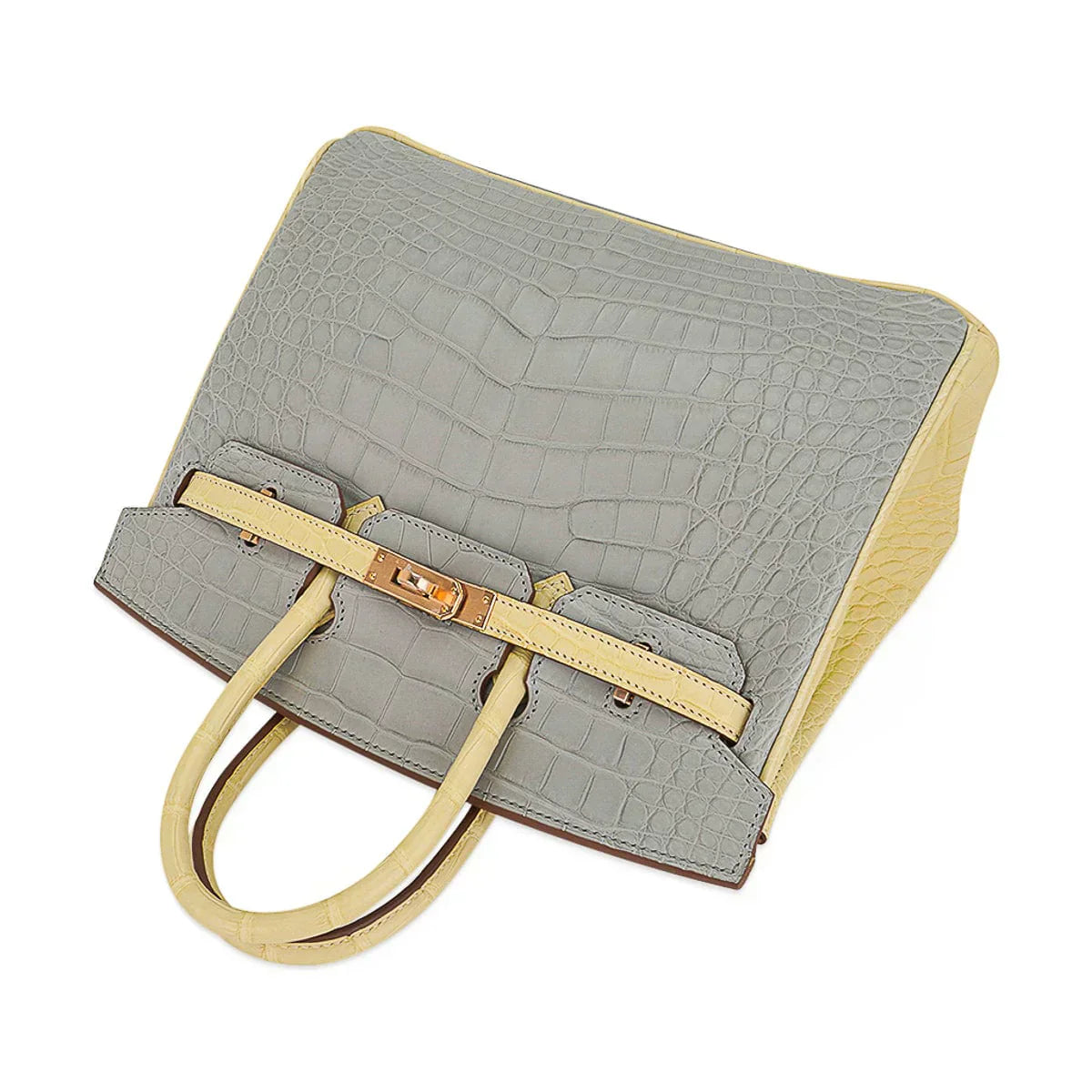 👜Special Order HSS Birkin 25 Bag Gris Perle & Vanille Matte Alligator with Rose Gold Hardware