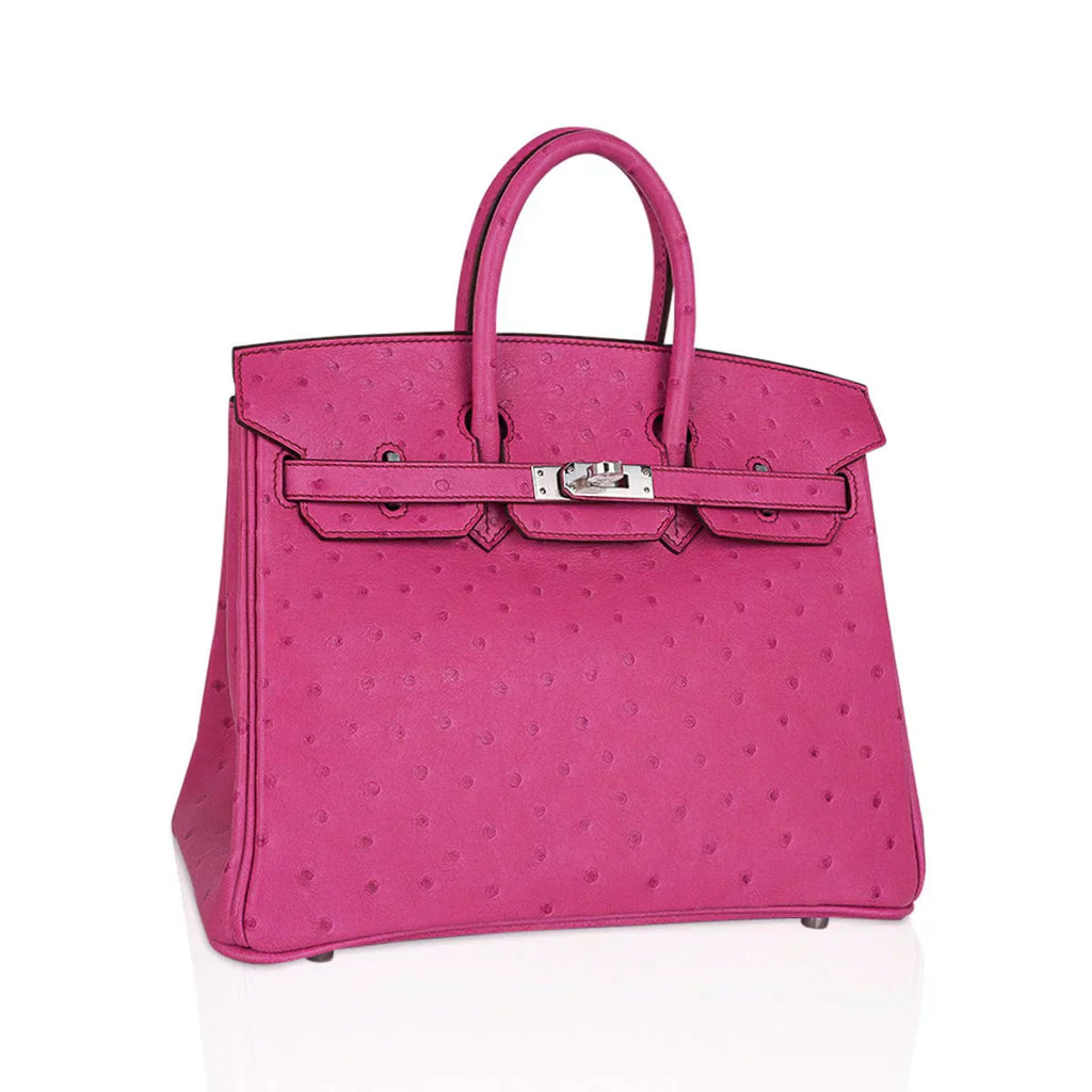 👜Birkin 25 Bag Fuchsia Ostrich with Palladium Hardware