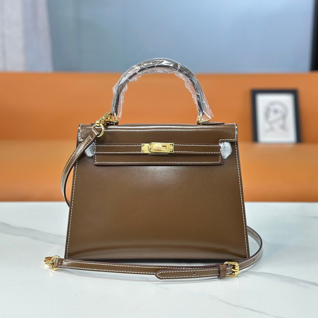 Kelly Sellier 19cm & 22cm & 25cm Ebene Box Calf Leather Gold Hardware & Palladium Hardware Women Handbag