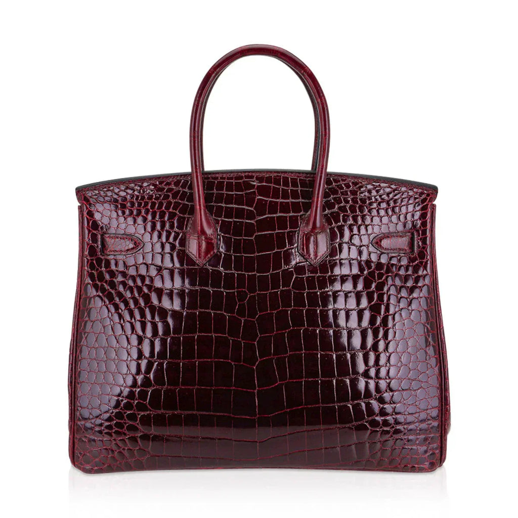 👜Birkin 35 Bag Bordeaux Porosus Crocodile with Palladium Hardware