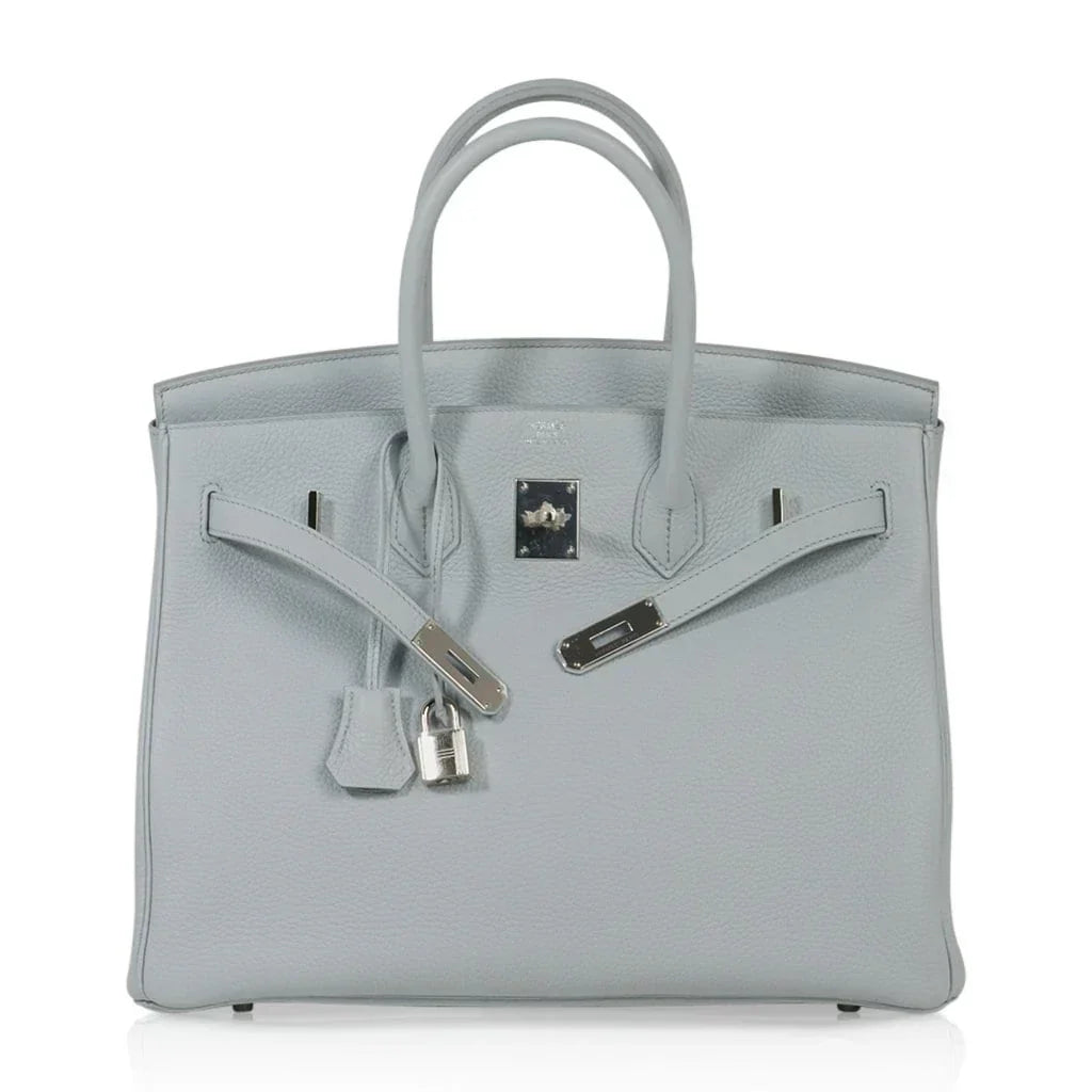 👜Birkin 35 Bag Blue Bleu Pale Togo Palladium Hardware