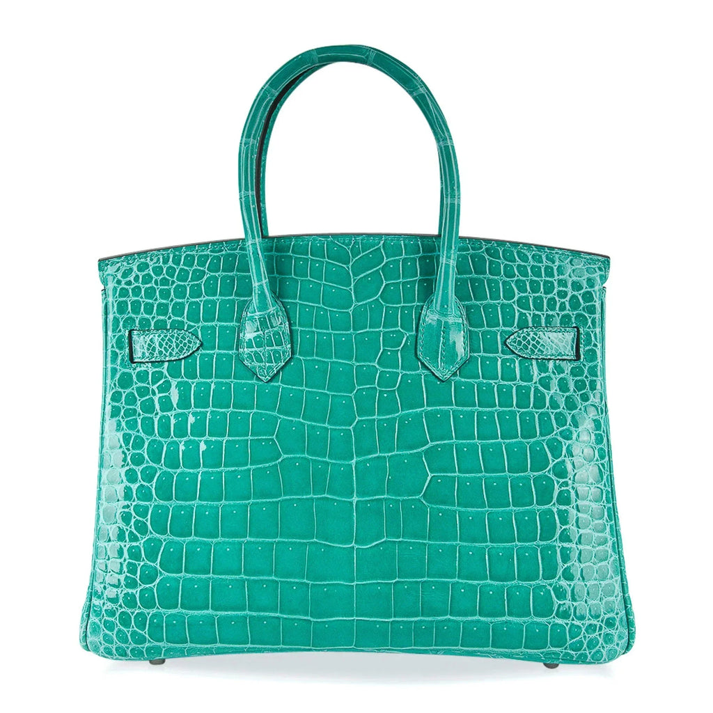 👜Limited Edition Birkin 30 Bag Vert Jade Porosus Crocodile with Palladium Hardware