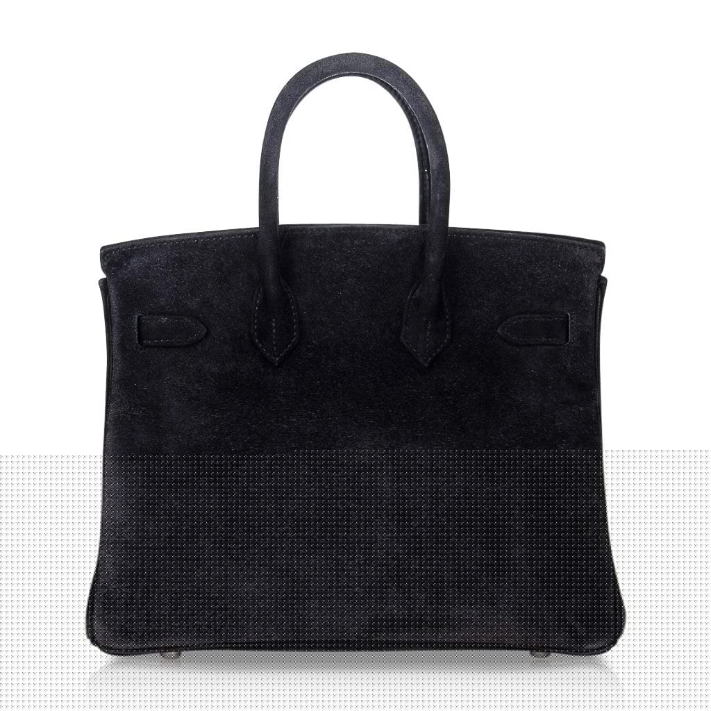 👜Birkin 25 Bag Black Doblis Suede with Palladium Hardware