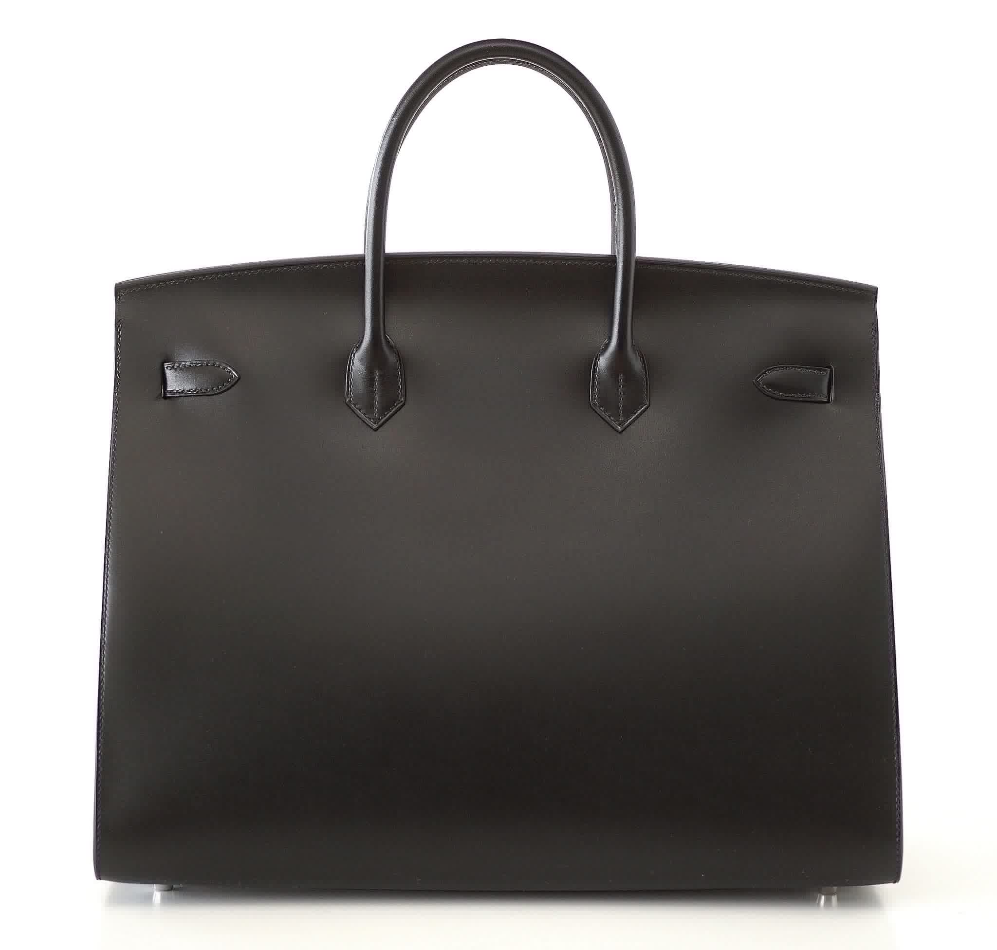 👜Birkin 40 Bag Sellier Black Vache Hunter/ Veau Evercalf Limited Edition
