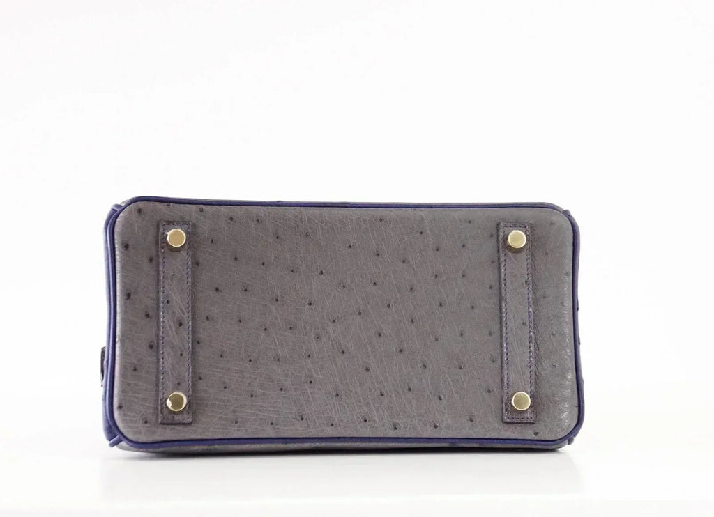 👜Birkin 25 Bag HSS Ostrich Gris Agate/Blue Sapphire Brushed Gold