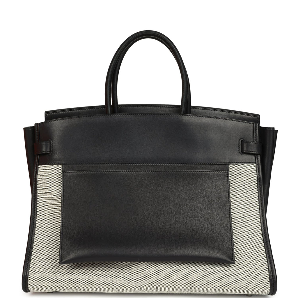 👜Birkin 35 A L'Envers Black-Ecru Toile H Canvas and Black Volupto Palladium Hardware