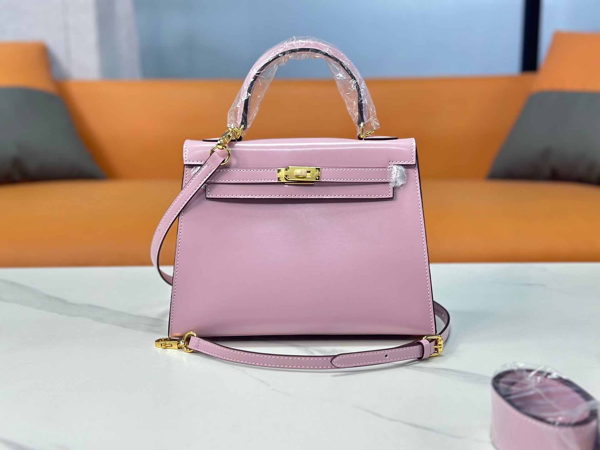 Kelly Sellier 19cm & 22cm & 25cm Rose Sakura Box Calf Leather Gold Hardware & Palladium Hardware Women Handbag