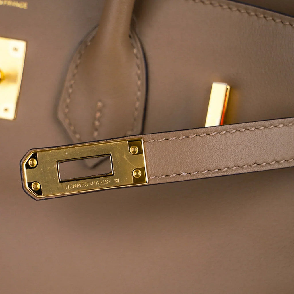 👜Birkin 25 Beige De Weimar Veau Jonathan Leather Gold Hardware