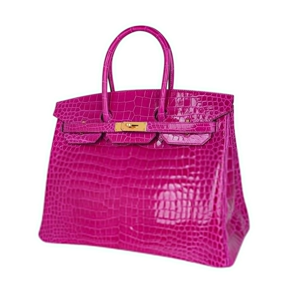 👜Birkin 35 Rose Scheherazade Porosus Crocodile Bag Gold Hardware