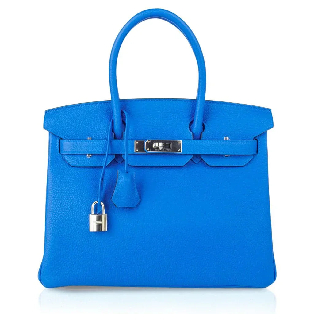 👜Verso Birkin 30 Bag Blue Zanzibar & Malachite Togo Leather with Palladium Hardware