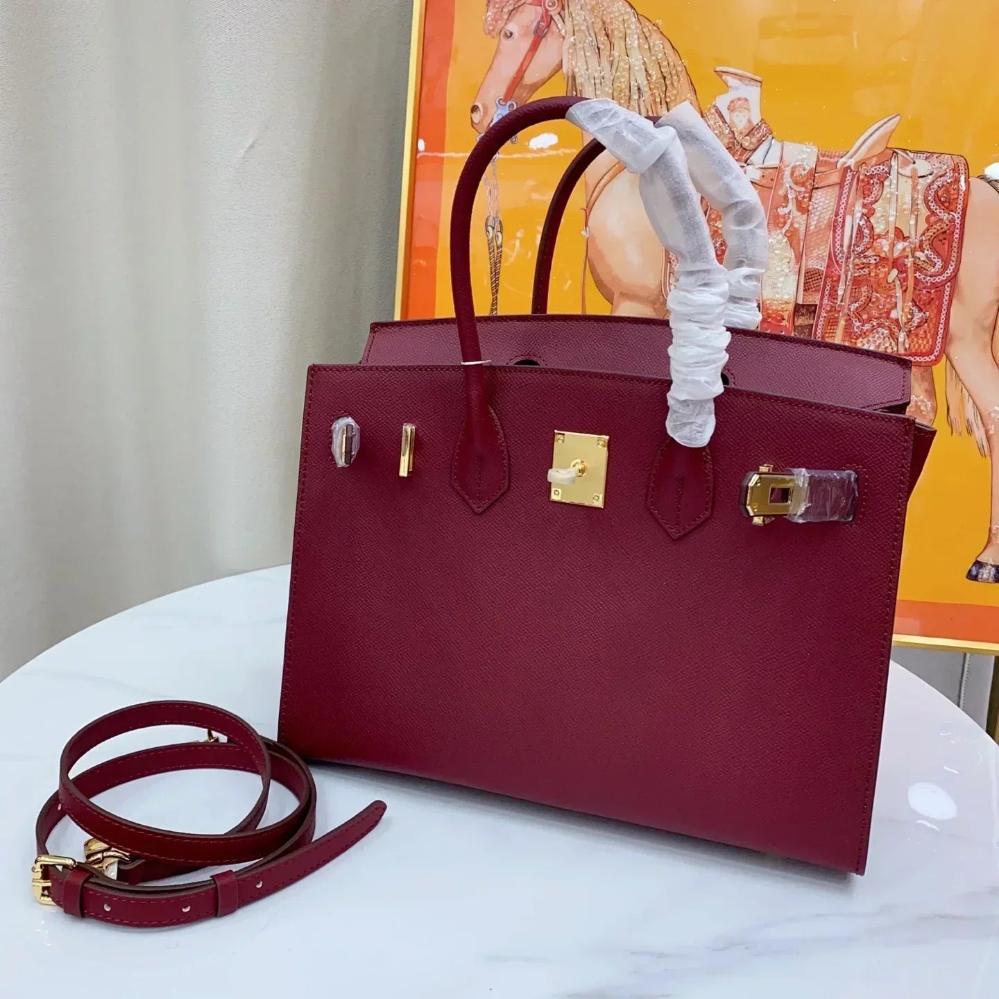 👜Birkin 25cm Rouge H Bordeaux Red Gold Hardware Bag Y Stamp