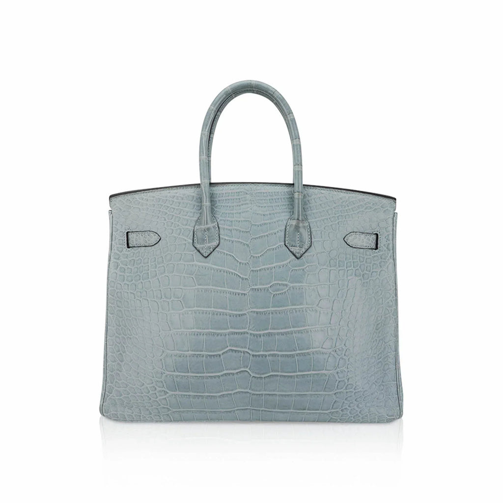 👜Limited Edition Birkin 35 Bag Ciel Matte Alligator with Palladium Hardware