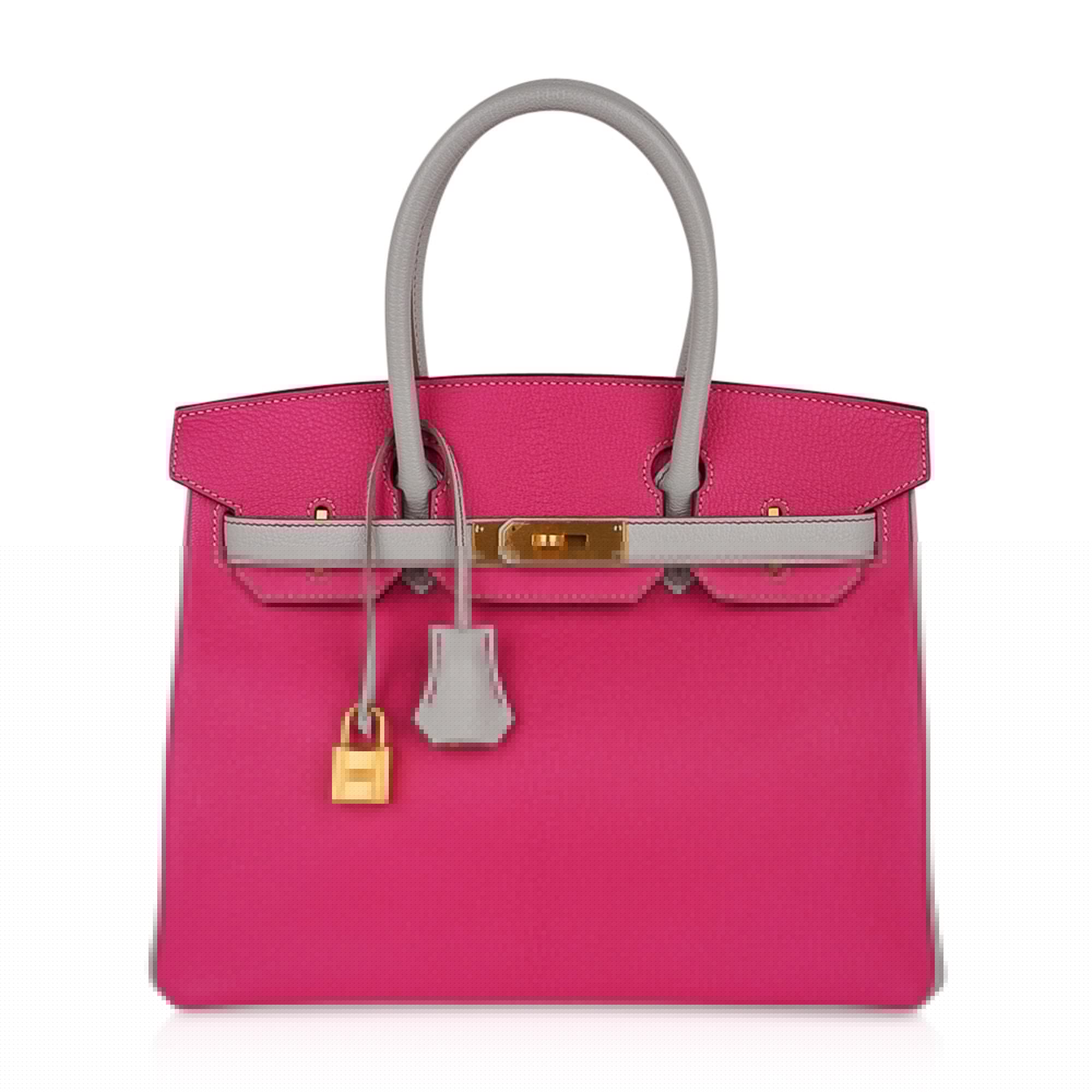 👜Special Order HSS Birkin 30 Bag Rose Shocking & Gris Perle Chevre Leather with Brushed Gold Hardware