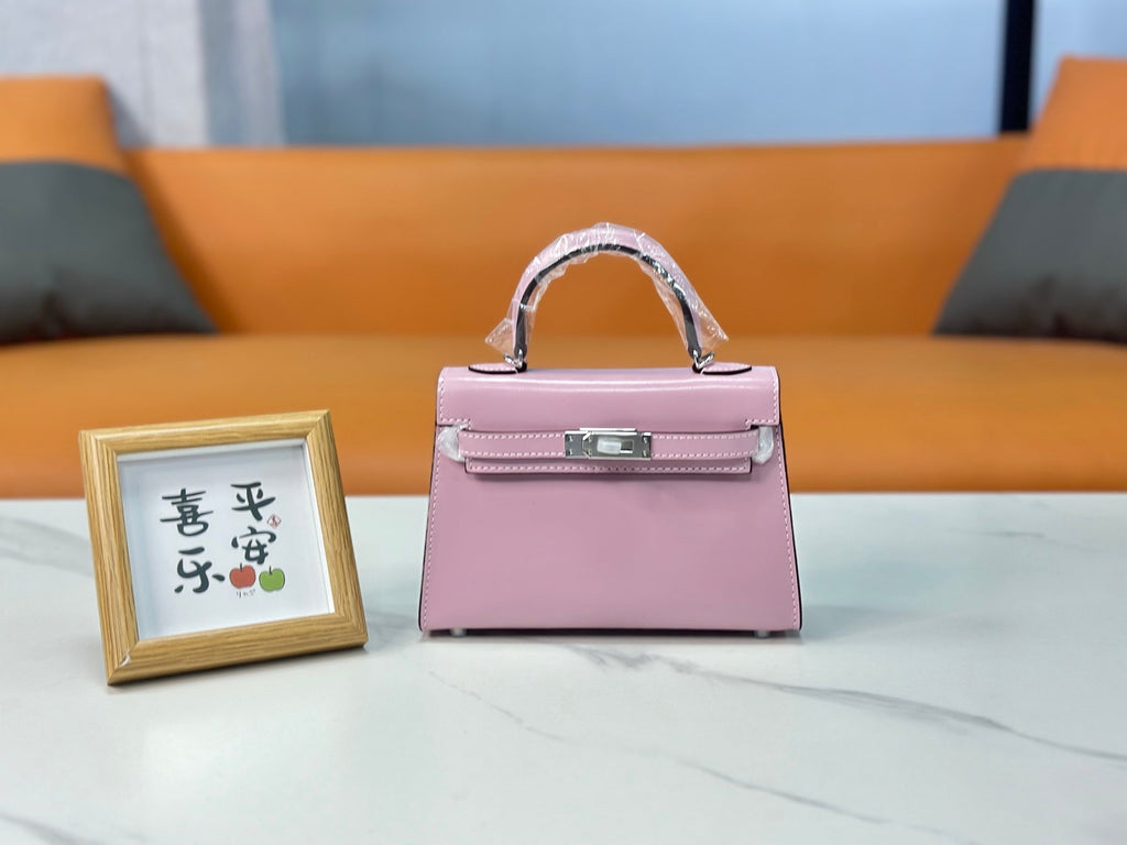 Kelly Sellier 19cm & 22cm & 25cm Rose Sakura Box Calf Leather Gold Hardware & Palladium Hardware Women Handbag