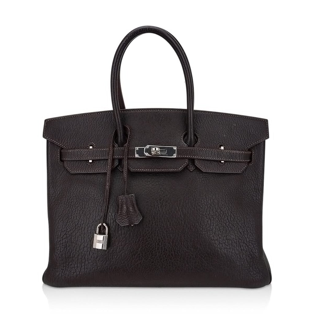 👜Birkin 35 Bag Cocoan Brown Chevre Leather with Palladium Hardware