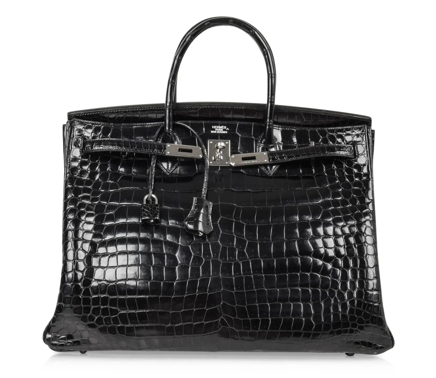 👜Birkin 40 Bag Black Porosus Crocodile Palladium