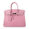 👜Limited Edition Birkin 35 Bag 5P Pink Matte Alligator with Palladium Hardware