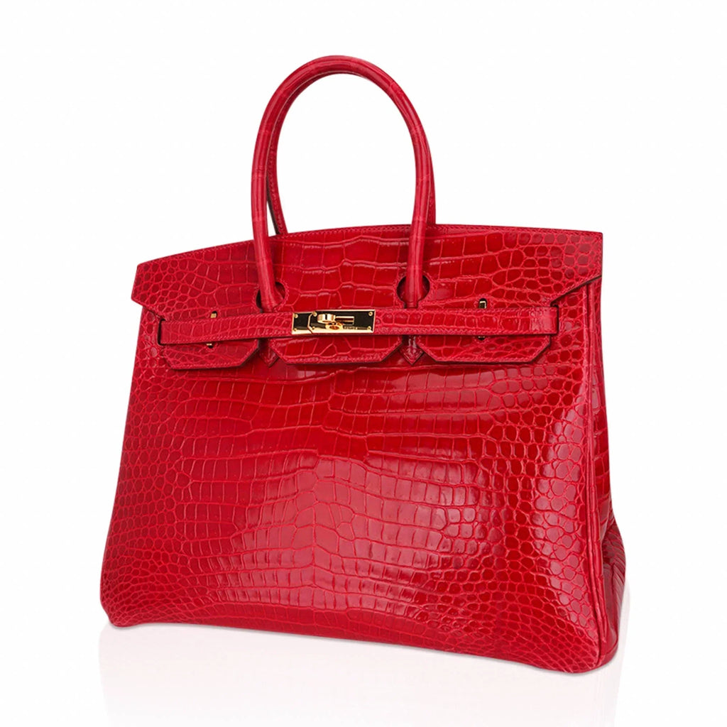 👜Birkin 35 Bag Braise Porosus Crocodile with Gold Hardware
