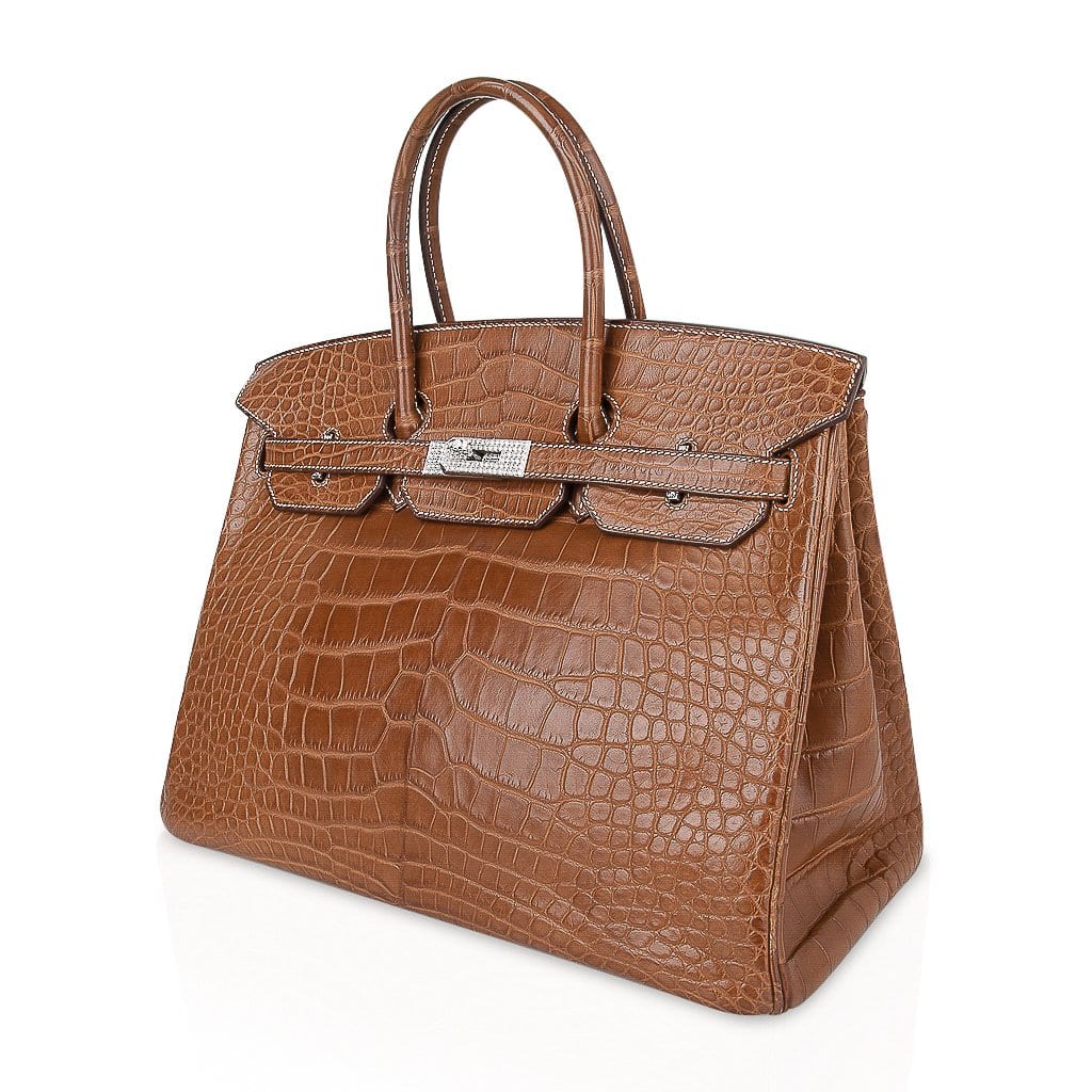 👜Diamond Birkin 35 Bag Fauve Barenia Matte Alligator Rare