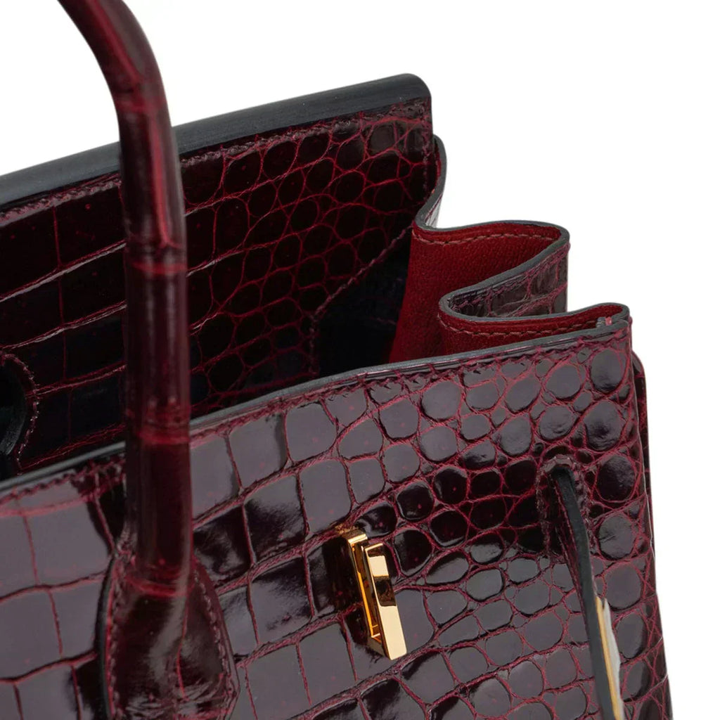👜Birkin 35 Bag Bordeaux Porosus Crocodile with Gold Hardware