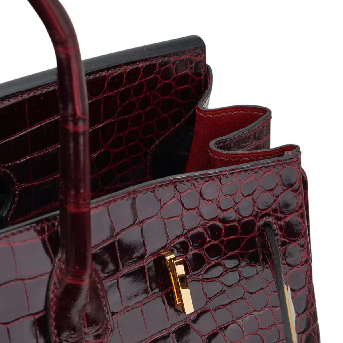 👜Birkin 35 Bag Bordeaux Porosus Crocodile with Gold Hardware