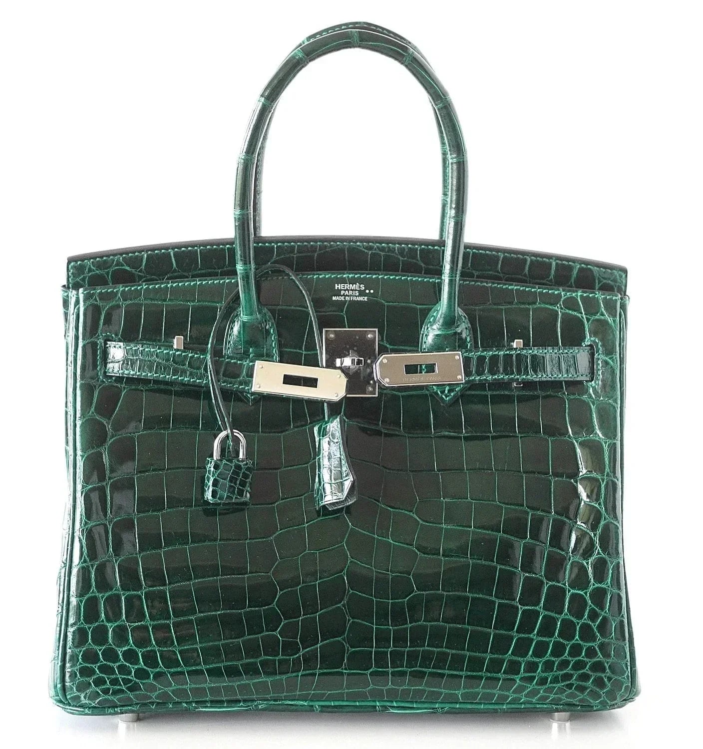 👜Birkin 30 Bag Emeraude Emerald Porosus Crocodile Palladium