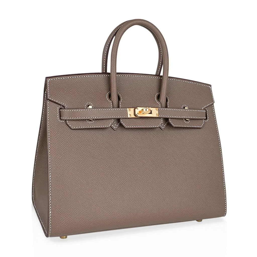 👜Birkin Sellier 25 Etoupe Gold Hardware Epsom Leather New w/Box