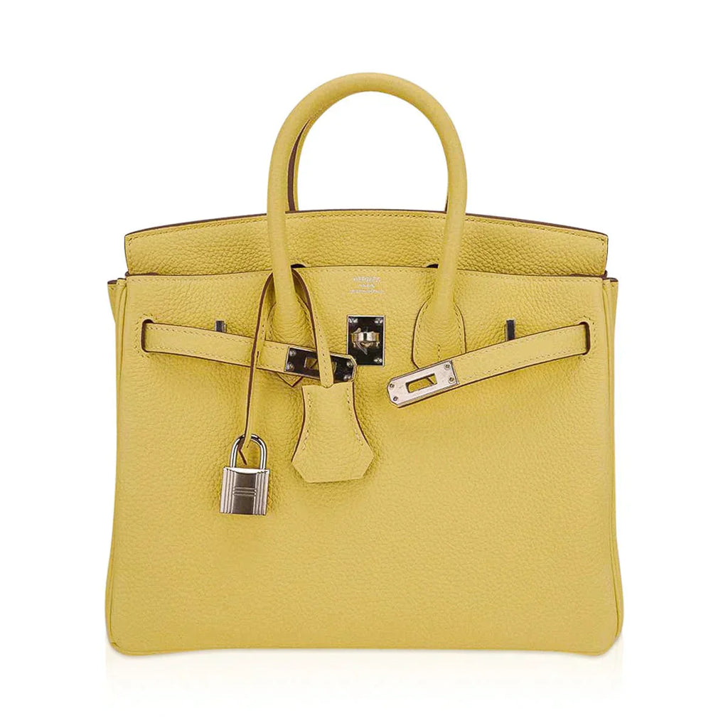 👜Birkin 25 Bag Jaune Poussin Togo Leather with Palladium Hardware