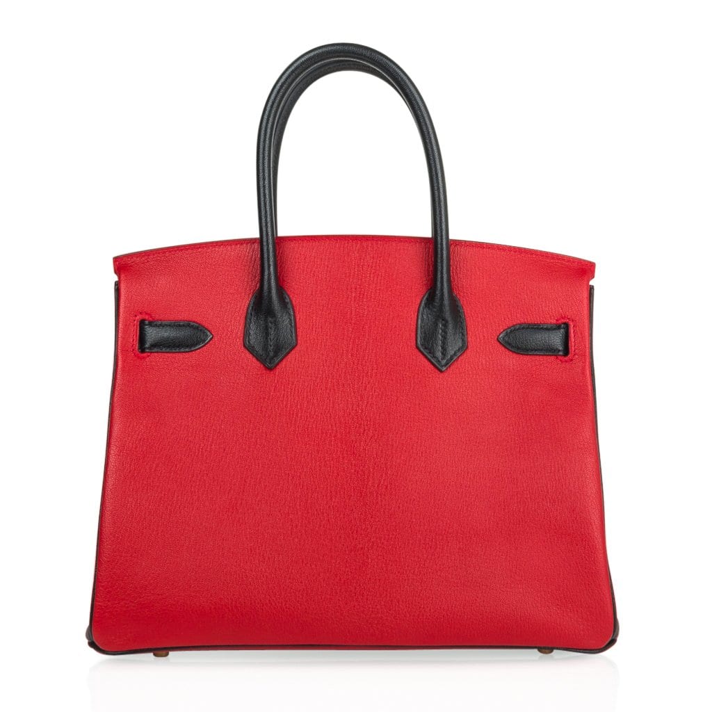 👜Birkin HSS 30 Bag Rouge Casaque and Black Chevre Brushed Gold Hardware