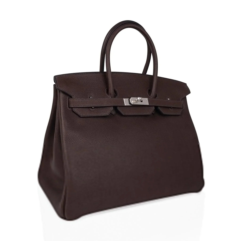 👜Birkin 35 Bag Ebene Barenia Faubourg Leather with Palladium Hardware