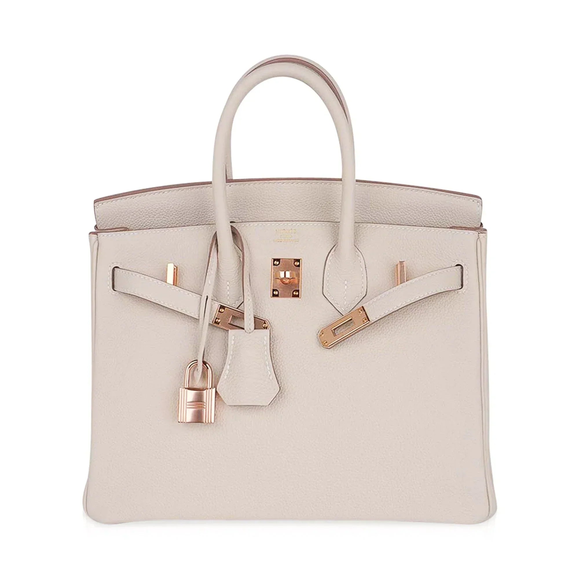 👜Birkin 25 Bag Craie Togo Leather with Rose Gold Hardware