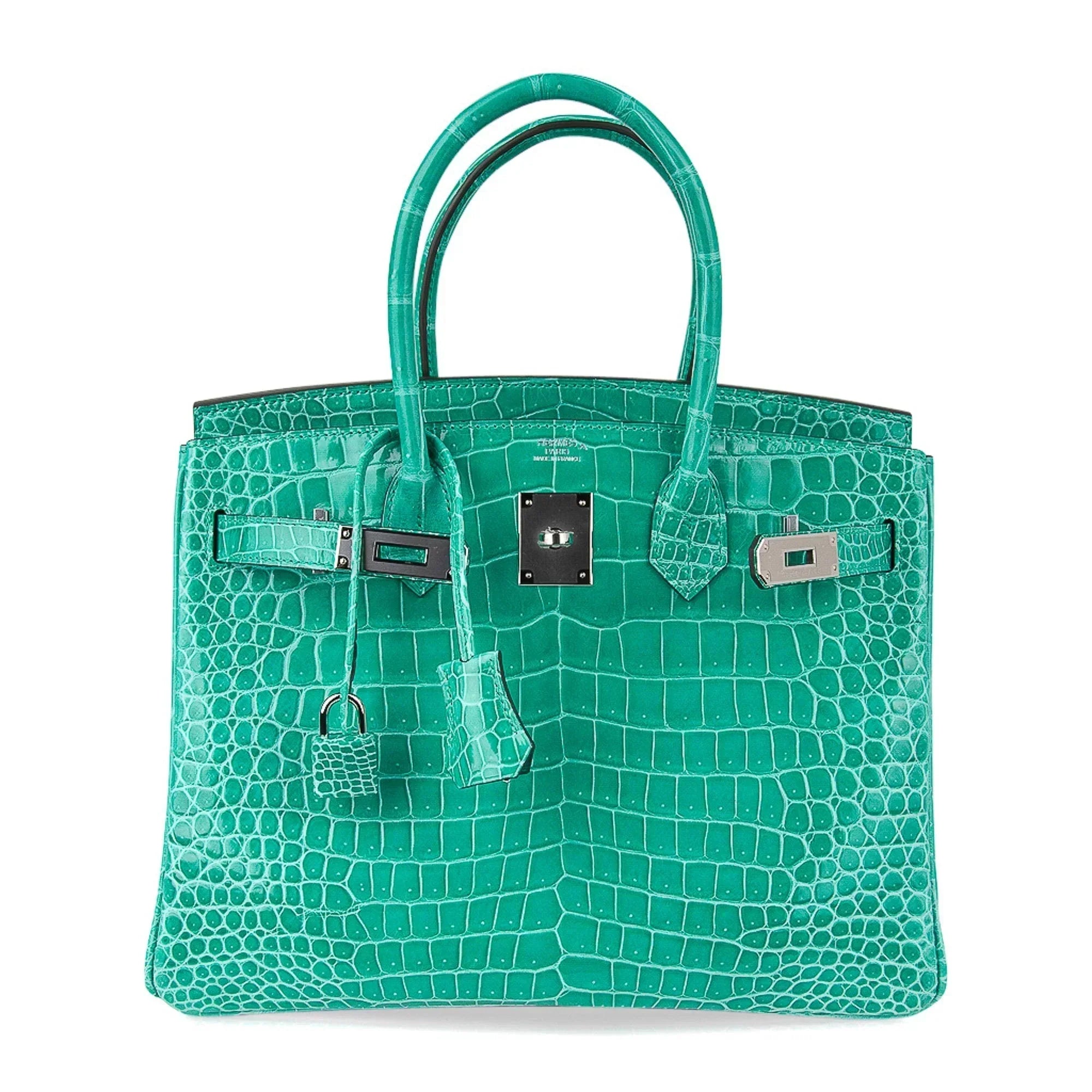 👜Limited Edition Birkin 30 Bag Vert Jade Porosus Crocodile with Palladium Hardware
