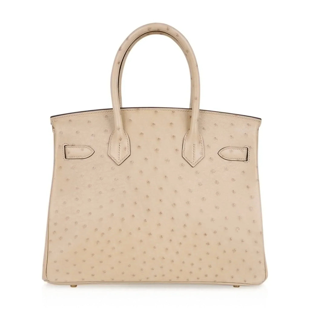 👜Birkin 30 Bag Ostrich Parchemin Gold Hardware New w/Box