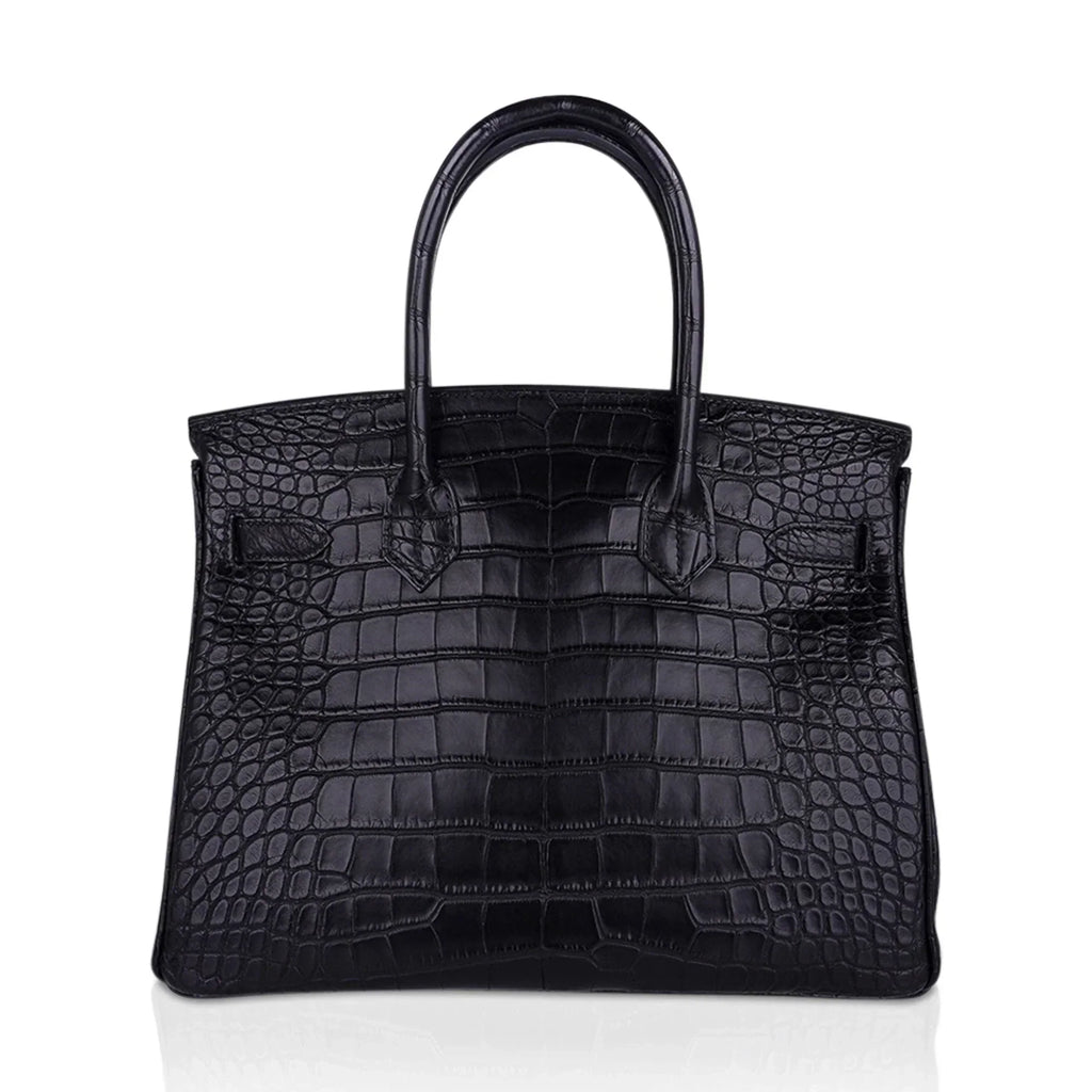 👜Birkin 30 Matte Alligator Black Bag Gold Hardware