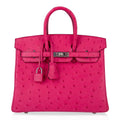 👜Birkin 25 Rose Tyrien Ostrich Bag Palladium Hardware
