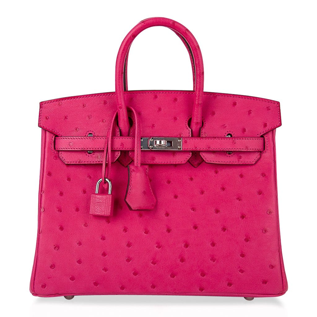 👜Birkin 25 Rose Tyrien Ostrich Bag Palladium Hardware
