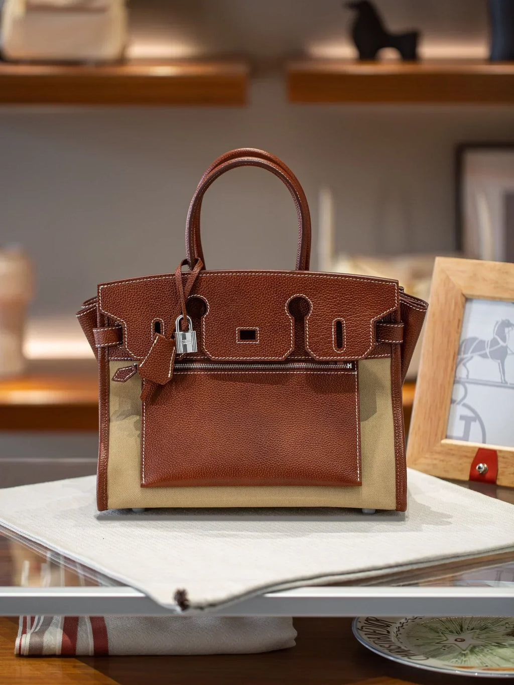 👜Birkin 35 L'Envers Edition Fauve Barenia Faubourg Palladium Hardware